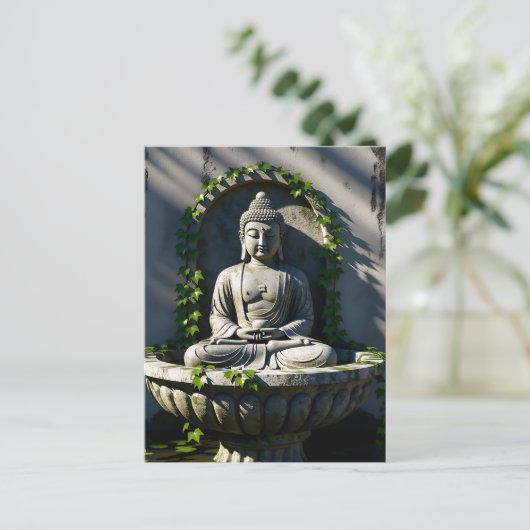 Serene rustige Boeddhafontein Briefkaart (Staand voorkant)