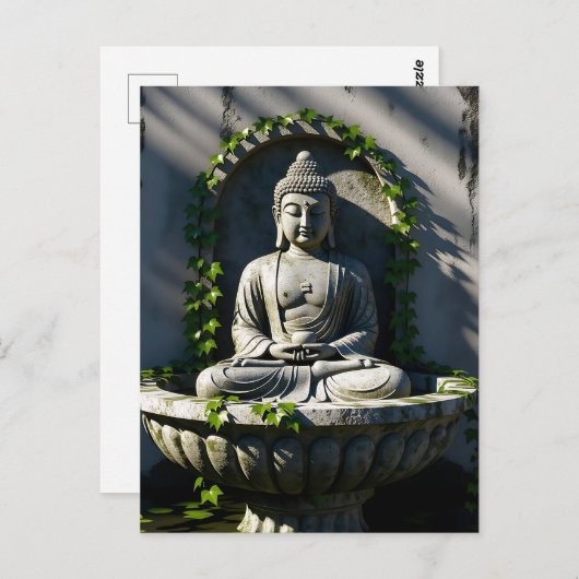 Serene rustige Boeddhafontein Briefkaart (Voorkant / Achterkant)