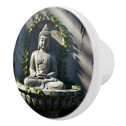 Serene rustige Boeddhafontein Keramische Knop (Rechts)