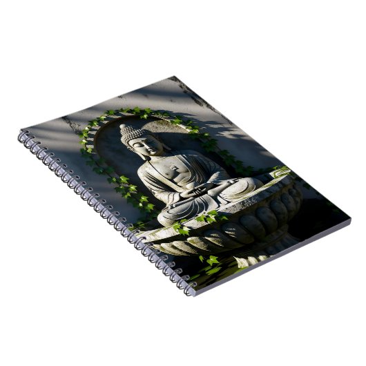 Serene rustige Boeddhafontein Notitieboek (Rechterzijde)