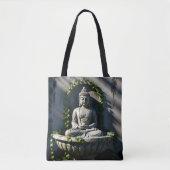 Serene rustige Boeddhafontein Tote Bag (Voorkant)