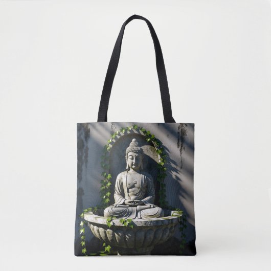 Serene rustige Boeddhafontein Tote Bag (Voorkant)