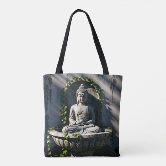 Serene rustige Boeddhafontein Tote Bag (Achterkant)