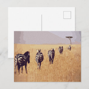 Serene Safari – Zebras in de Gouden Graslanden Briefkaart