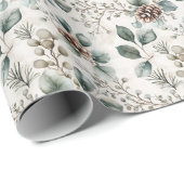 Serene Sage Botanische Aquarel Cadeaupapier (Rol Hoek)