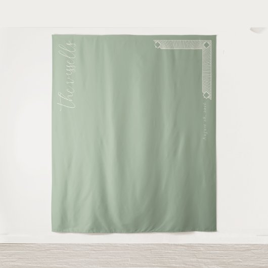 Serene Sage Geometrische Rand Wandkleed (Voorkant)