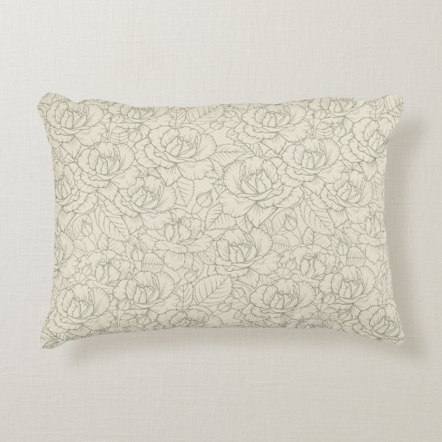 Serene Sage Green |  bloesem Rozen Accent Kussen (Voorkant)
