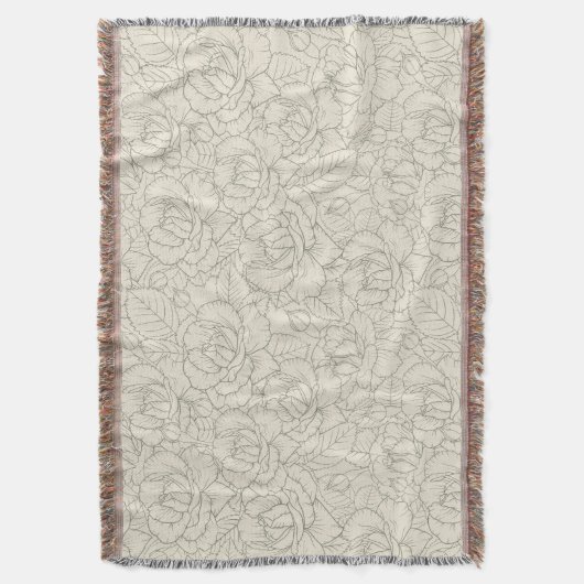 Serene Sage Green |  bloesem Rozen Deken (Voorkant Verticaal)