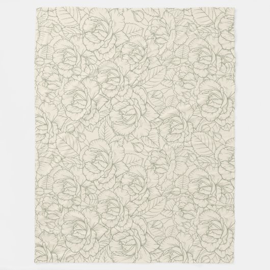 Serene Sage Green |  bloesem Rozen Fleece Deken (Voorkant)