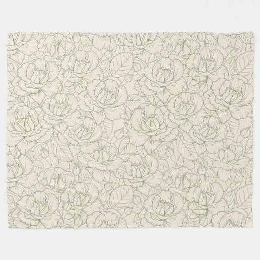 Serene Sage Green |  bloesem Rozen Fleece Deken (Voorkant (Horizontaal))