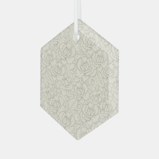 Serene Sage Green |  bloesem Rozen Glas Ornament (Voorkant links)