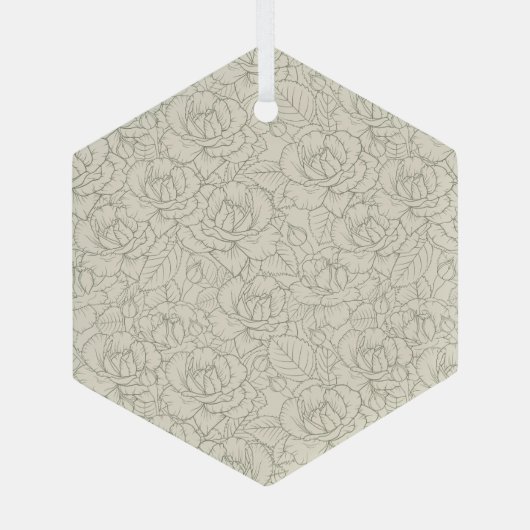 Serene Sage Green |  bloesem Rozen Glas Ornament (Achterkant)