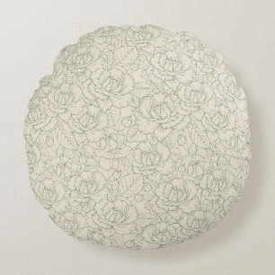 Serene Sage Green bloesem Rozen Rond Kussen