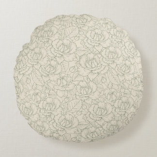 Serene Sage Green | bloesem Rozen Rond Kussen