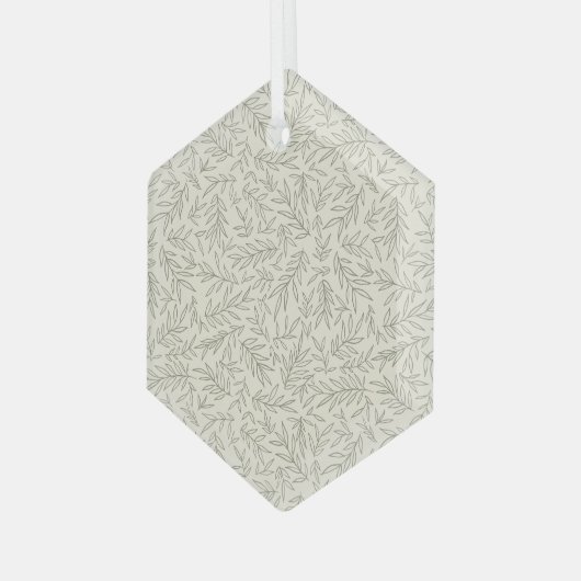 Serene Sage Green | Gentle Leaf Whisper Minimalist Glas Ornament (Voorkant links)