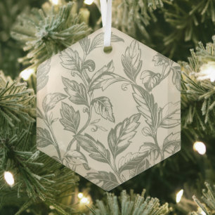 Serene Sage Green Rustic Vine Charm Cottagecore Glas Ornament