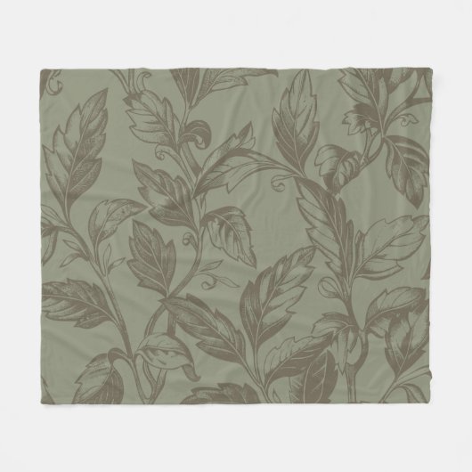 Serene Sage Green | Vetgedrukte botanische verklar Fleece Deken (Voorkant (Horizontaal))