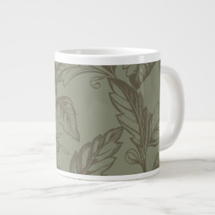 Serene Sage Green Vetgedrukte botanische verklar Grote Koffiekop
