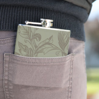 Serene Sage Green | Vetgedrukte botanische verklar Heupfles