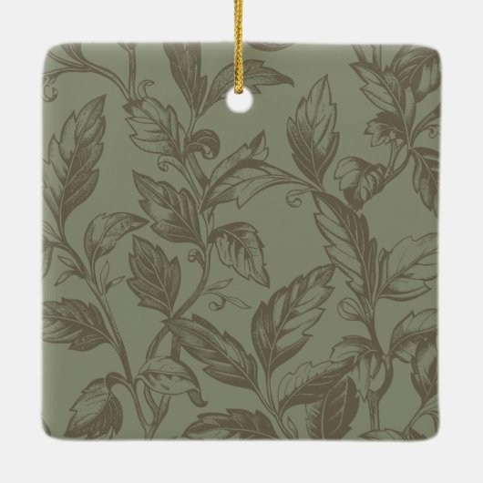 Serene Sage Green | Vetgedrukte botanische verklar Keramisch Ornament (Achterkant)