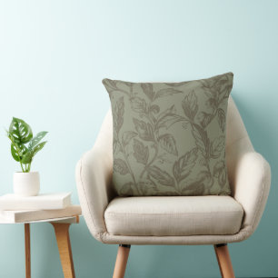 Serene Sage Green Vetgedrukte botanische verklar Kussen