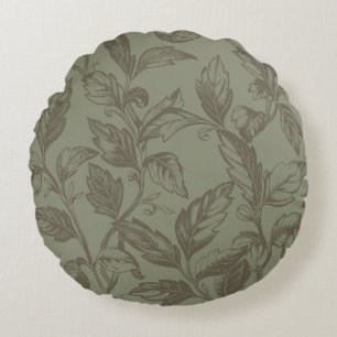 Serene Sage Green Vetgedrukte botanische verklar Rond Kussen