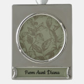 Serene Sage Green | Vetgedrukte botanische verklar Verzilverd Banner Ornament (Voorkant)