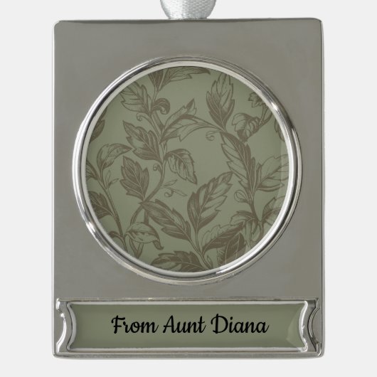 Serene Sage Green | Vetgedrukte botanische verklar Verzilverd Banner Ornament (Voorkant)