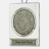 Serene Sage Green | Vetgedrukte botanische verklar Verzilverd Banner Ornament (Links)