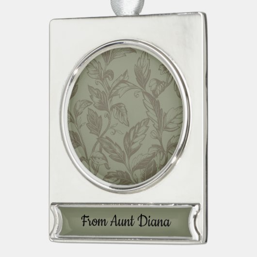 Serene Sage Green | Vetgedrukte botanische verklar Verzilverd Banner Ornament (Links)