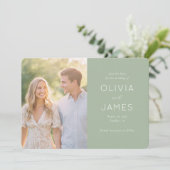 Serene Sage Minimalist Photo Save The Date (Staand voorkant)