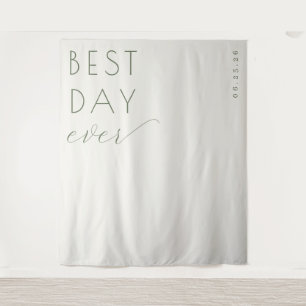 Serene Sage Typografische Viering Wandkleed
