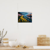 Serene Sakura en Bloesems met Majestic Berg Poster (Keuken)