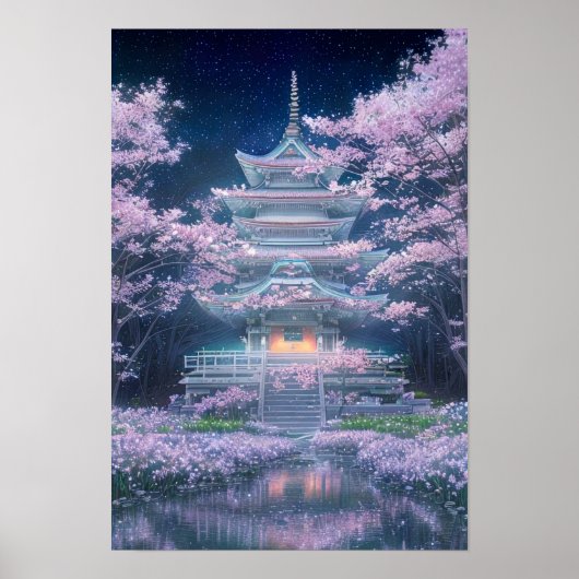 Serene Sakura Temple Poster (Voorkant)