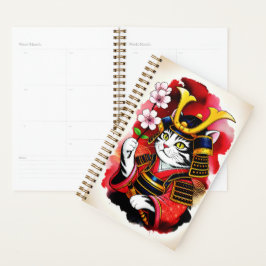 Serene Samurai Cat Cherry For Organization & Goal  Planner