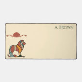 Serene Savanna Kind Lion Abstract Monogram Bureaumat (Voorkant)