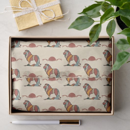 Serene Savanna Kind Lion Abstract Pattern Tissuepapier (Geschenk)