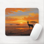 Serene Savannah Sunset – Wildlife Landscape Art Muismat (Met muis)