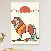 Serene Savannah Vriendelijke Leeuw Abstract Modern