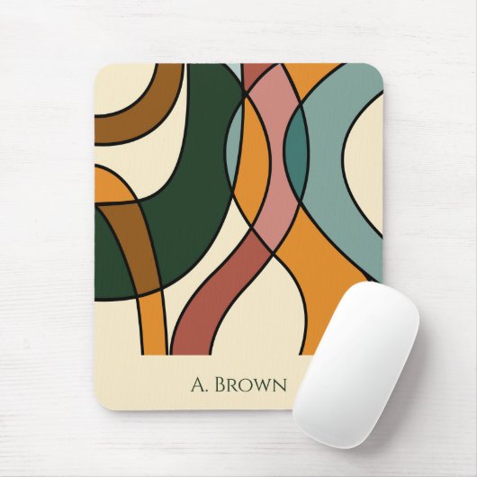 Serene Savannah Zachte Abstract Aardse Monogram Muismat (Met muis)