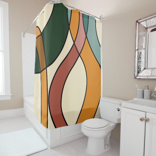 Serene Savannah Zachte Abstract Moderne Aardse Douchegordijn (In situ)