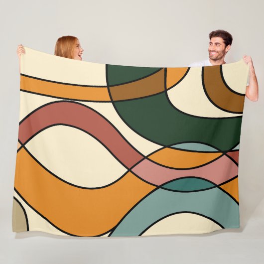 Serene Savannah Zachte Abstract Moderne Aardse Fleece Deken (In situ)