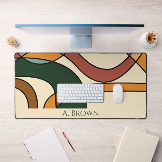 Serene Savannah Zachte Abstracte Aardse Monogram Bureaumat (Kantoor 1)