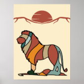 Serene Savanne Vriendelijke Leeuw Abstracte Modern Poster (Voorkant)