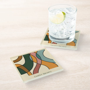 Serene Savanne Zachte Abstract Aardse Familienaam Glazen Onderzetter