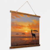 Serene Savanne Zonsondergang – Wilde Landschapskun Hangend Wandkleed (Gebogen)