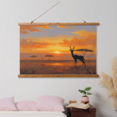 Serene Savanne Zonsondergang – Wilde Landschapskun Hangend Wandkleed (Slaapkamer)