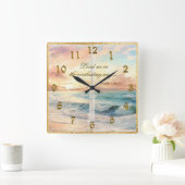 Serene scène Psalmen Ocean Sunset Vierkante Klok (Huis)