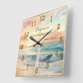 Serene scène Psalmen Ocean Sunset Vierkante Klok (Hoek)