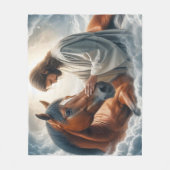 Serene scène van mededogen met Jezus en paard Fleece Deken (Voorkant)